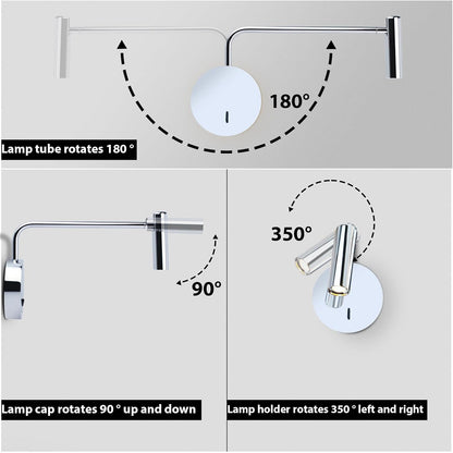ZEROUNO Wall Mounted Reading Light for Bedroom LED Hardwired Sconce with Switch on/Off Modern 3000K Swing Arm Bedside Wall Mount Lamp (Black)