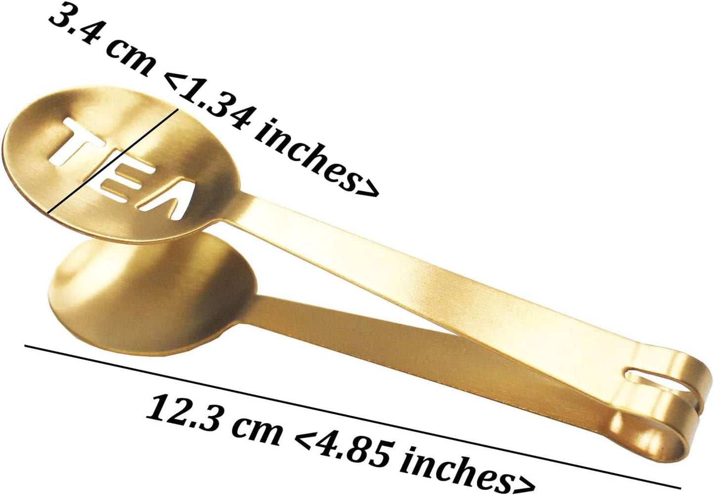 Golden Tea Bag Squeezer (Pack of 2), Stainless Steel Oval Tea Bag Squeezer Tongs, Tea Filter Clamp Tea Strainer Holder Clip, Suitable for Gripping Ice Cube, Sugar and Lemon Slice