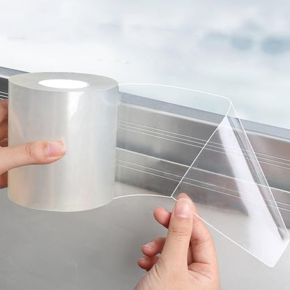 Qoqooice Transparent Window Weather Sealing Tape 2 Inch x 33 FT Weather Stripping Residue-Free Clear Window Insulation Tape for Doors Windows and Shower Glass Gaps