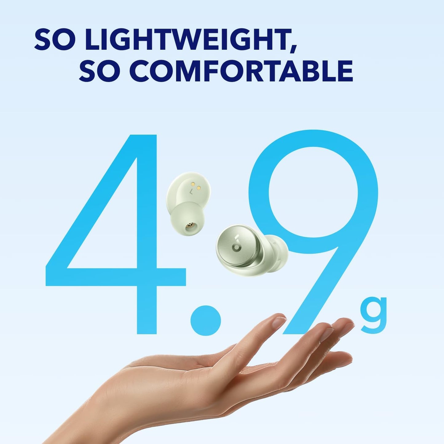 soundcore by Anker Space A40 Auto-Adjustable Active Noise Cancelling Wireless Earbuds, Reduce Noise by Up to 98%, 50H Playtime, Hi-Res Sound, Comfortable Fit, App Customization, Wireless Charge (Blue) | Reduce Noise by Up to 98%, Ultra Long 50H Playtime,