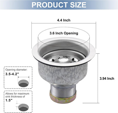 ZM Kitchen Sink Basket Strainer with Stopper, 3-1/2” Drain