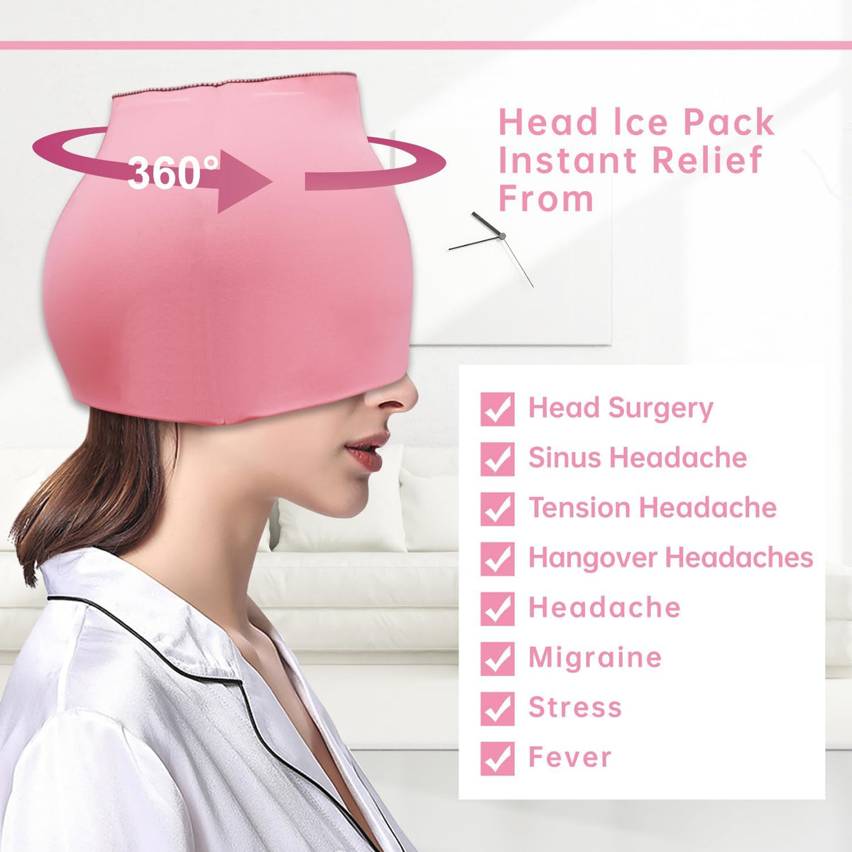 ZNÖCUETÖD Bundle of Gel Beads Ice Face Mask for Headaches, Puffy Eyes, Redness and Migraine Headache Relief Cap Hat, Head ice Pack Wrap Cooling Gel Ice Beanie Cold Cap