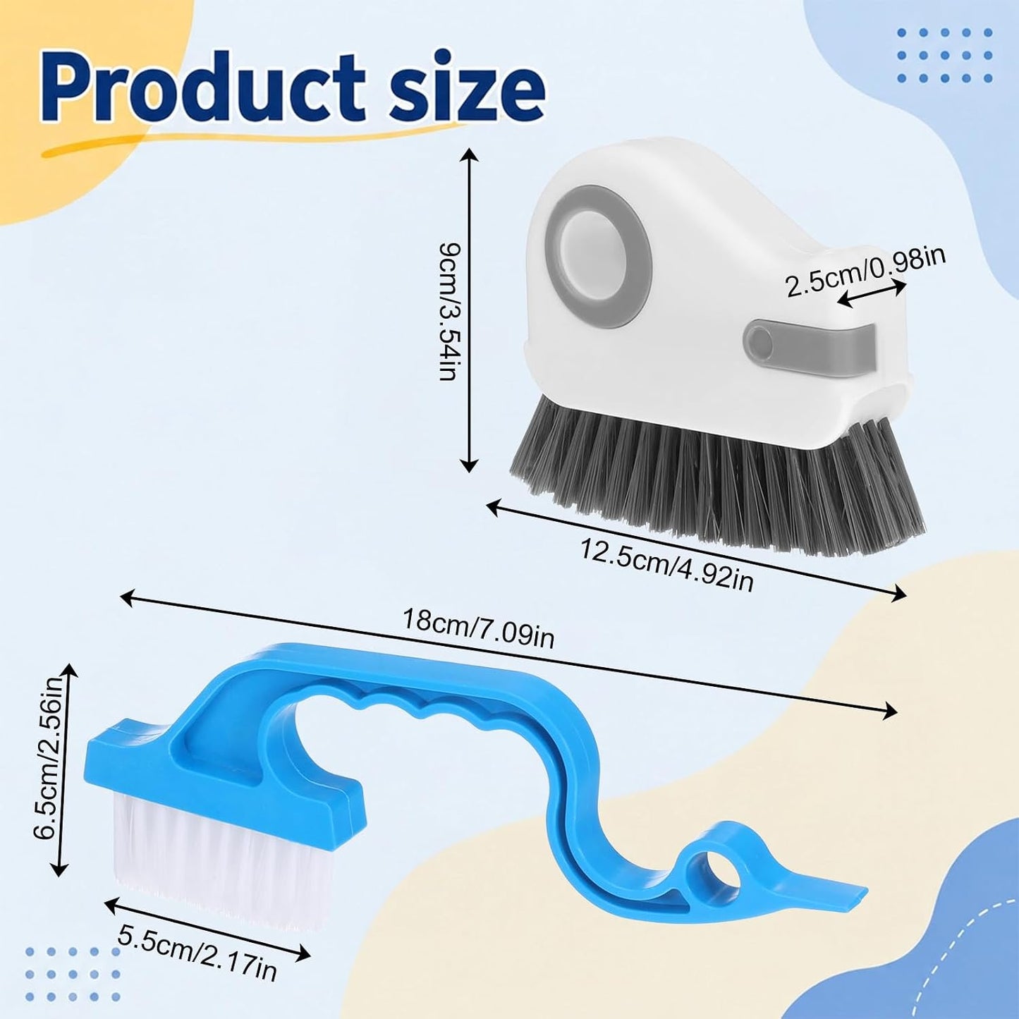 2 Pcs Window Track Cleaner Brush, Window Sill Cleaner Tool with Scraper | Multifunctional Hard Bristle Grip Brush for Sliding Door Track, Windows Sill, Windows Seal