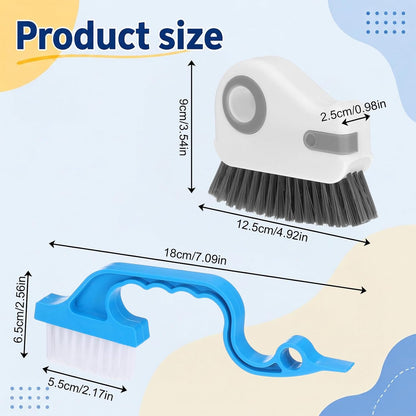 2 Pcs Window Track Cleaner Brush, Window Sill Cleaner Tool with Scraper | Multifunctional Hard Bristle Grip Brush for Sliding Door Track, Windows Sill, Windows Seal