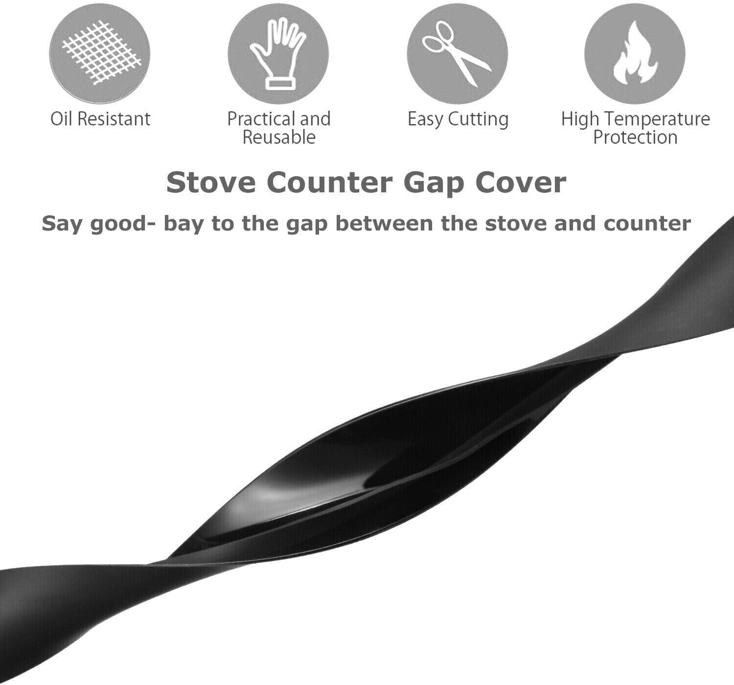 2 Pcs Silicone Stove Counter Gap Cover Oven Guard Seal Slit Strip Kitchen (Clear, 25 Inch)