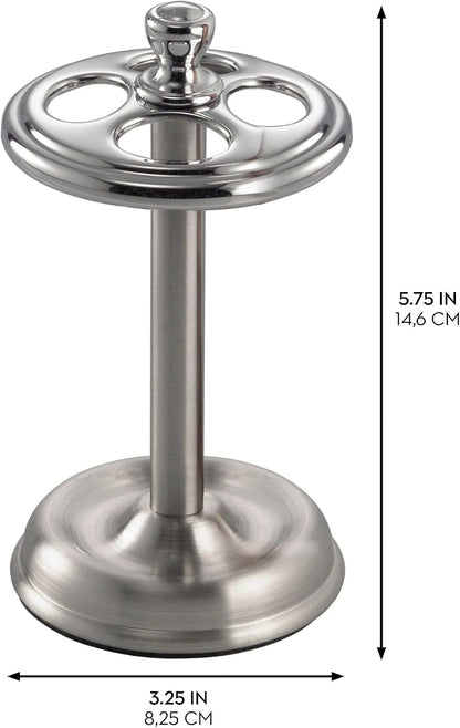 iDesign Steel Divided Toothbrush Holder Stand, 3.25" x 3.25" x 5.75" | Four Divided Compartments, Brushed Nickel & Polished Chrome