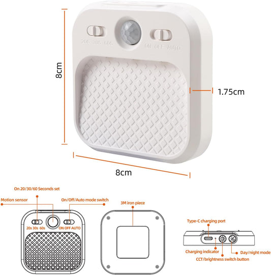DAMI Locker Light, Rechargeable Motion Sensor Dimmable Night Light, Timer