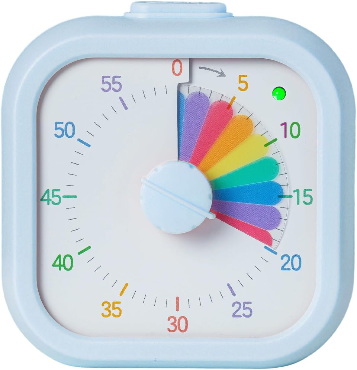 Visual Timer with Rainbow Pattern, 60-Minute Countdown Timer for Kids and Adults, Silent Pomodoro Timer for Classroom, Kitchen, Office & Teaching, Time Management Tool (White)