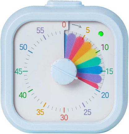 Visual Timer with Rainbow Pattern, 60-Minute Countdown Timer for Kids and Adults, Silent Pomodoro Timer for Classroom, Kitchen, Office & Teaching, Time Management Tool (White)
