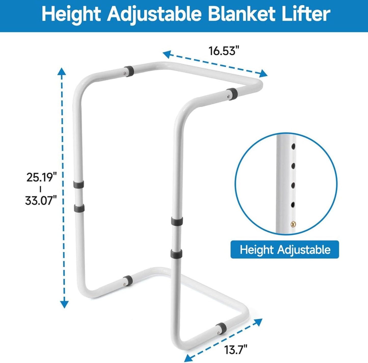 Blanket Lifter Foot Lift Bar, Heavy Duty Steel Medical Blanket Support, Adjustable 25-33in Lifters for Leg Knee Ankle Surgery Recovery, Ideal for Hospital Home