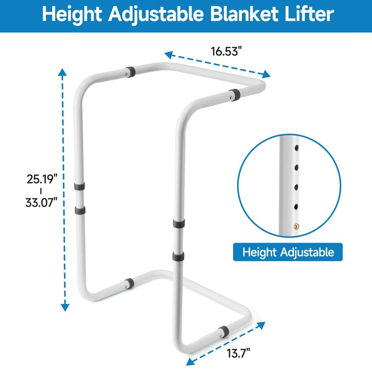 Blanket Lifter for Feet, Adjustable Bed Cradle for Foot Relief, Sheet Riser with 4 Clips, Aluminum Alloy Blanket Support Holder for Surgery Recovery, Arthritis and Leg Injury