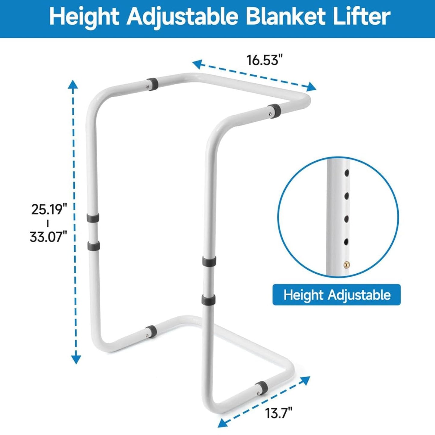 Blanket Lifter for Feet, Sheet Riser Height Adjustable Relieve Pressure Foot Tent Blanket Support Holder for Surgery Recovery with 4 Clips, Adjustable Blanket Support Holder