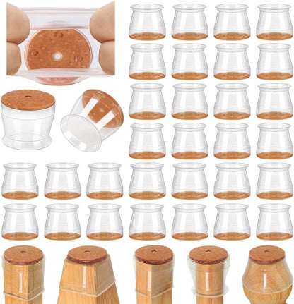 VIUME 24 Pcs Chair Leg Floor Protectors for Hardwood Floors Round | Silicone Covers Felt Pads Furniture Leg Caps Anti-Scratch Reduce Noise Fit (1-5/16" to 2")