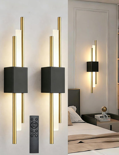 USB Rechargeable Wall Sconces Set of 2, Wireless Cordless Wall Lamp with Dimmable Timer, No Wiring Needed Mounted Wall Light, Modern Decor wall lights for Living Room, Bedroom, Study, Corridor