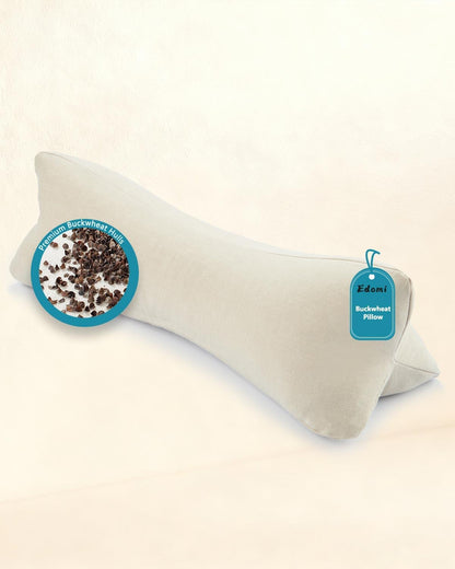 Buckwheat Cervical Neck Roll Pillow, Adjustable Firm Support for Neck Pain Relief, 15.7x6 Inch Buckwheat Hull Pillow for Back Side Sleepers