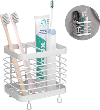 Luxspire Toothbrush Holders for Bathroom, Stainless Steel, 6 Slots, Black | Toothbrush Holders With Drainage, For Bathroom Countertop & Kitchen Sink, Bathroom Accessories
