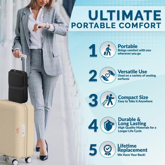 ComfiLife Ergo-Gel Airplane Seat Cushion – Travel Seat Cushion – Compact, Foldable, Portable Comfort