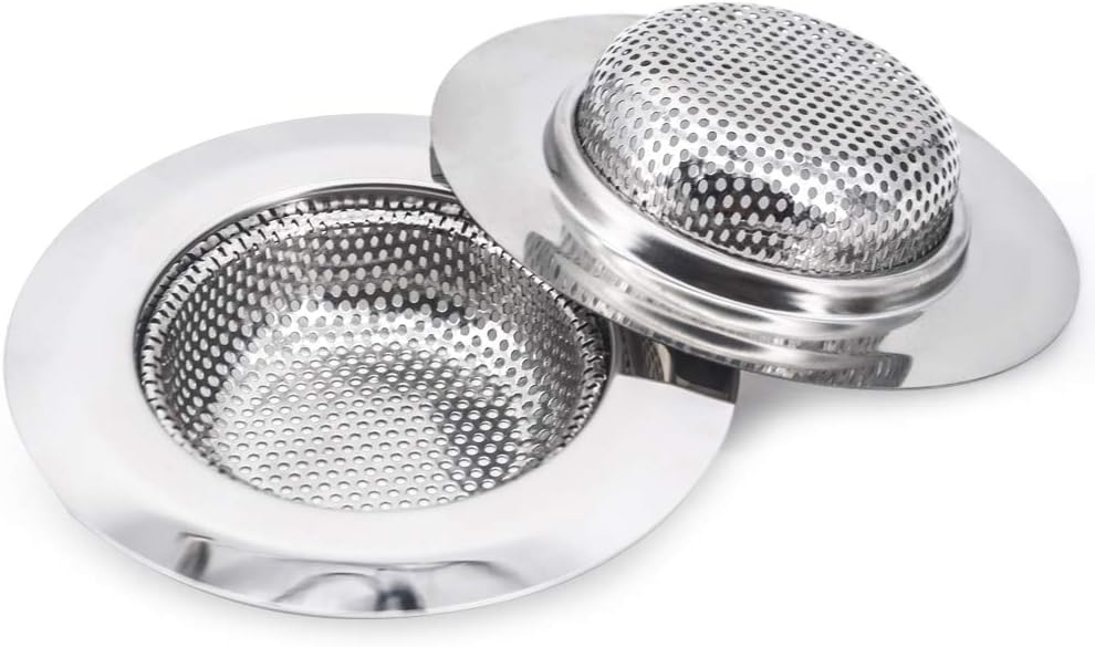 2 pcs Heavy Duty Stainless Steel Slop Basket Filter Trap, 2.75" Top / 1" Mesh Metal Sink Strainer,Perfect for Kitchen Sink/Bathroom Bathtub RV Wash Basin Floor Drain Balcony Drain Hole