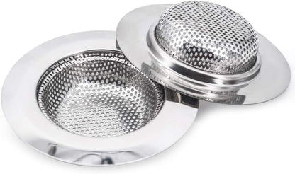 2 pcs Heavy Duty Stainless Steel Slop Basket Filter Trap, 2.75" Top / 1" Mesh Metal Sink Strainer,Perfect for Kitchen Sink/Bathroom Bathtub RV Wash Basin Floor Drain Balcony Drain Hole