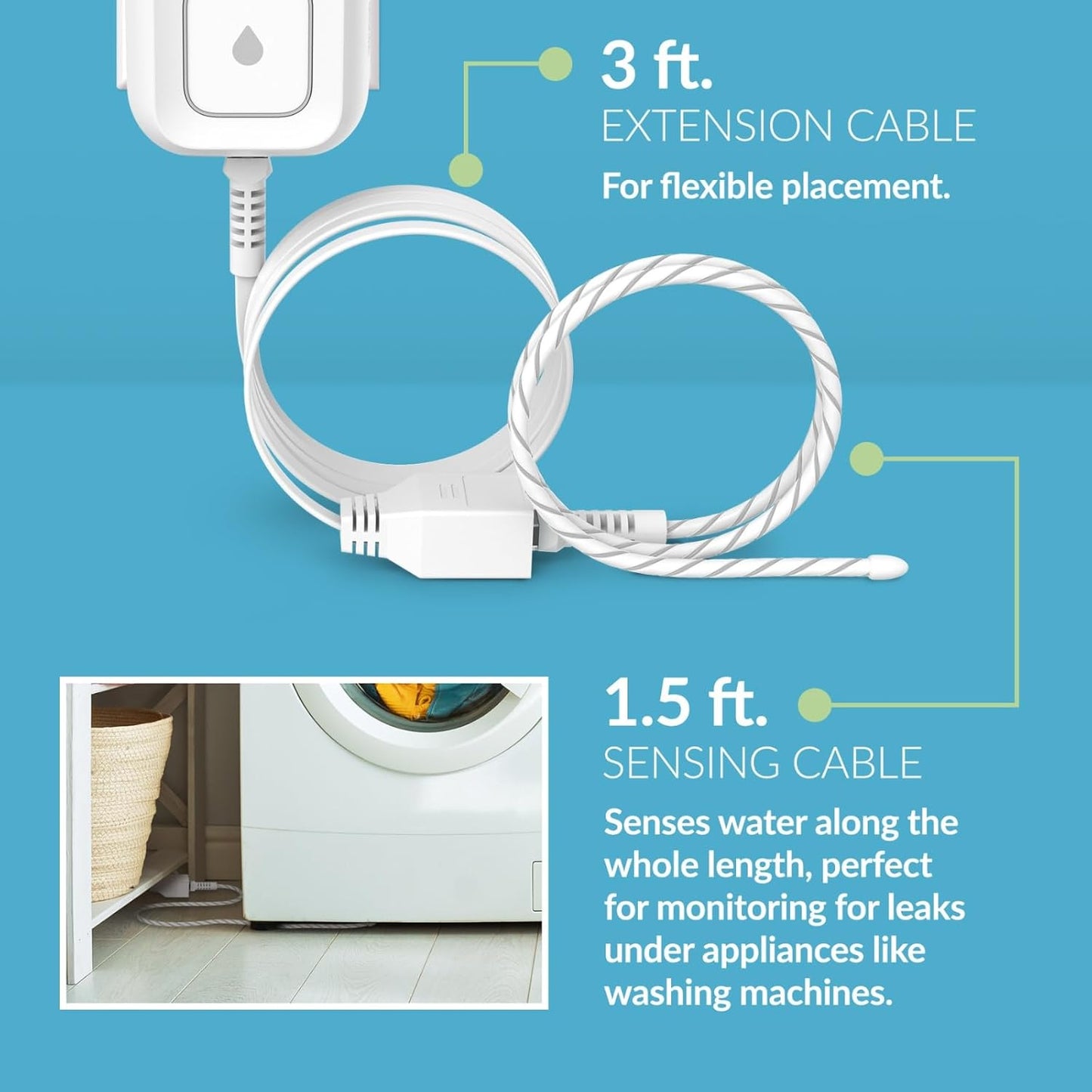 D-Link Next-Gen WiFi Water Leak Detector Starter Kit with 2 sensors—Loud 100 dB Sound Alarm—App Alert—LED Strobe Light—No Hub Required—Works with Google—1000ft Ultra-Long Range—Expandable (SW-A11KT)