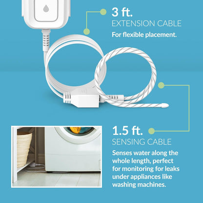 D-Link Next-Gen WiFi Water Leak Detector Starter Kit with 2 sensors—Loud 100 dB Sound Alarm—App Alert—LED Strobe Light—No Hub Required—Works with Google—1000ft Ultra-Long Range—Expandable (SW-A11KT)