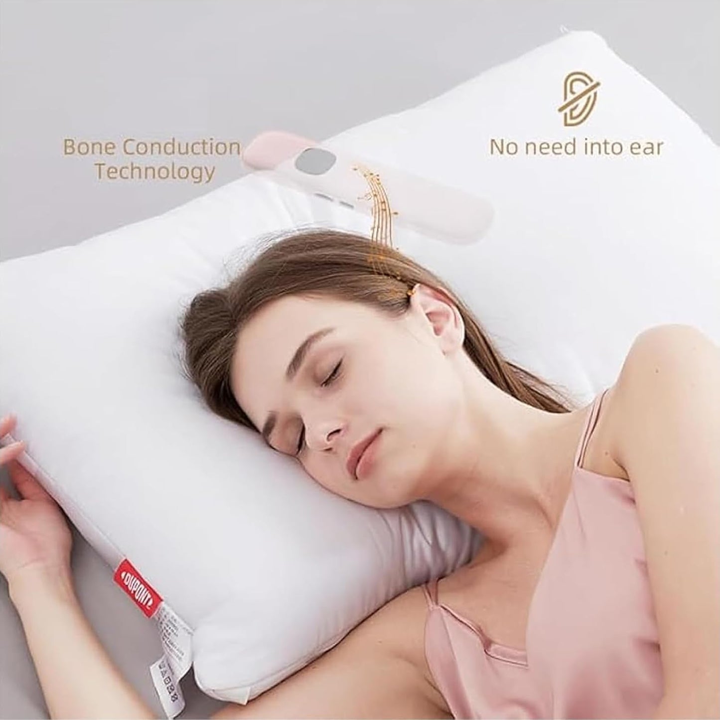 Pillow Speaker for Deep Sleep - Wireless Bluetooth Bone Conduction, Built-in White Noise & Adjustable Timer | TF Card Supported, Ideal for Side Sleepers & Insomniacs, (Black)