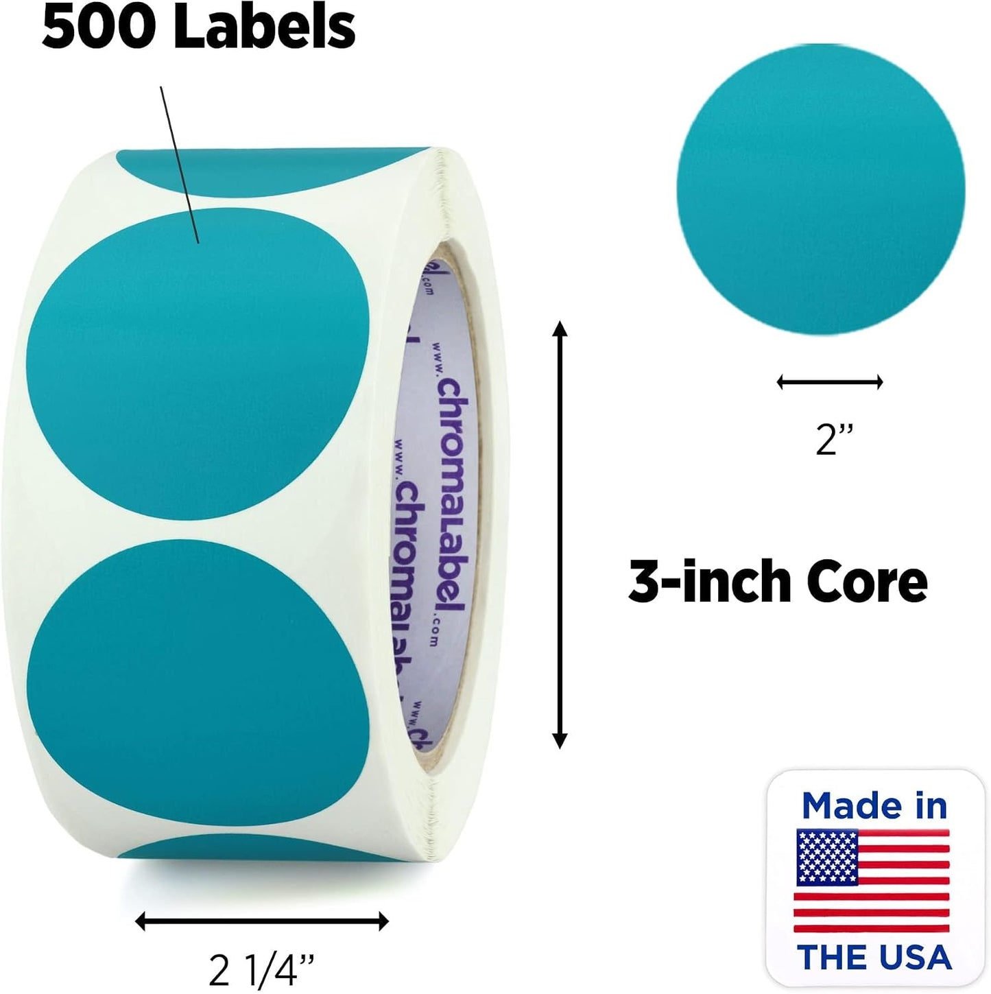 Fluorescent Green Dot Stickers, 2 Inch, 500/Roll | Writable Matte Paper Circle Stickers for Inventory, Classrooms, Offices, Retail, and Color Coding. Made in USA