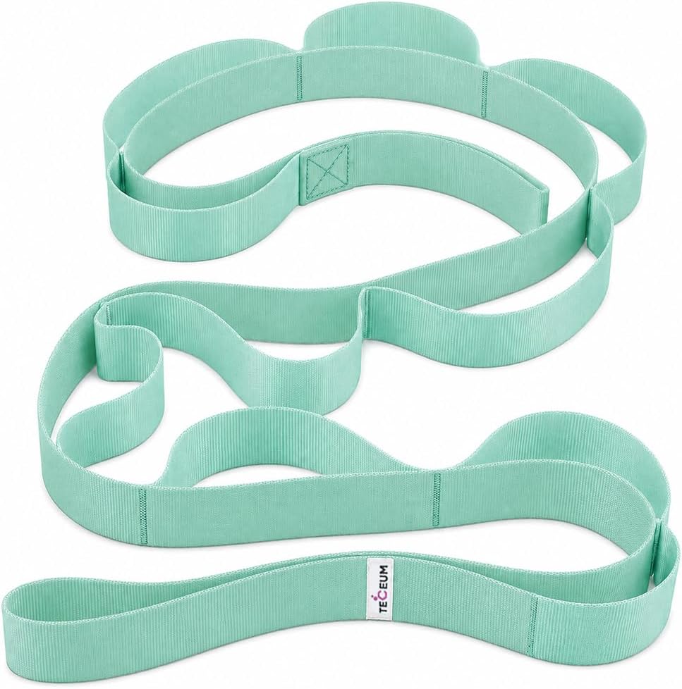 Stretching Strap with 10 Loops for Physical Therapy & Rehab | Non-Elastic Yoga Stretch Band for Hamstring, Leg, Hip & Knee Rehab, Pilates, Flexibility & Mobility Exercises for Men & Women