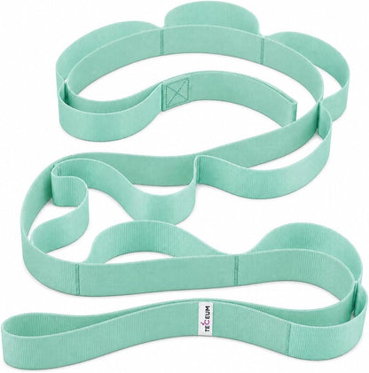 Stretching Strap with 10 Loops for Physical Therapy & Rehab | Non-Elastic Yoga Stretch Band for Hamstring, Leg, Hip & Knee Rehab, Pilates, Flexibility & Mobility Exercises for Men & Women