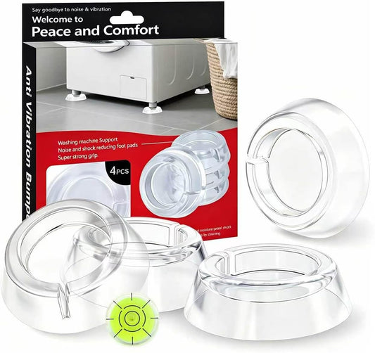 Anti Vibration Pads for Washing Machine, 4 Pack Clear PU Washer Dryer Feet Pads with Leveling Tool, Noise Reducing Anti Slip Anti Walk Shock Absorber Stabilizer for Washer, Dryer & Furniture