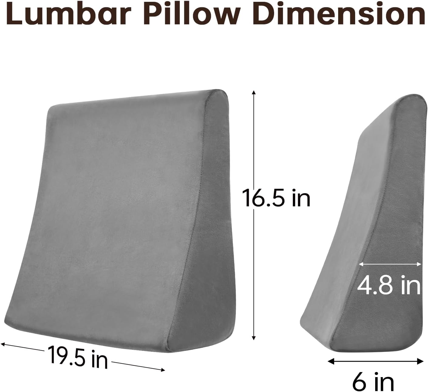 Vekkia Lumbar Support Pillow for Recliner, Ergonomic Back Support for Couch | Backrest Pillow, Improve Posture, Relieve Back Pain for Long Sitting & Elderly, for Armchair & Sofa, Removable Cover,Brown