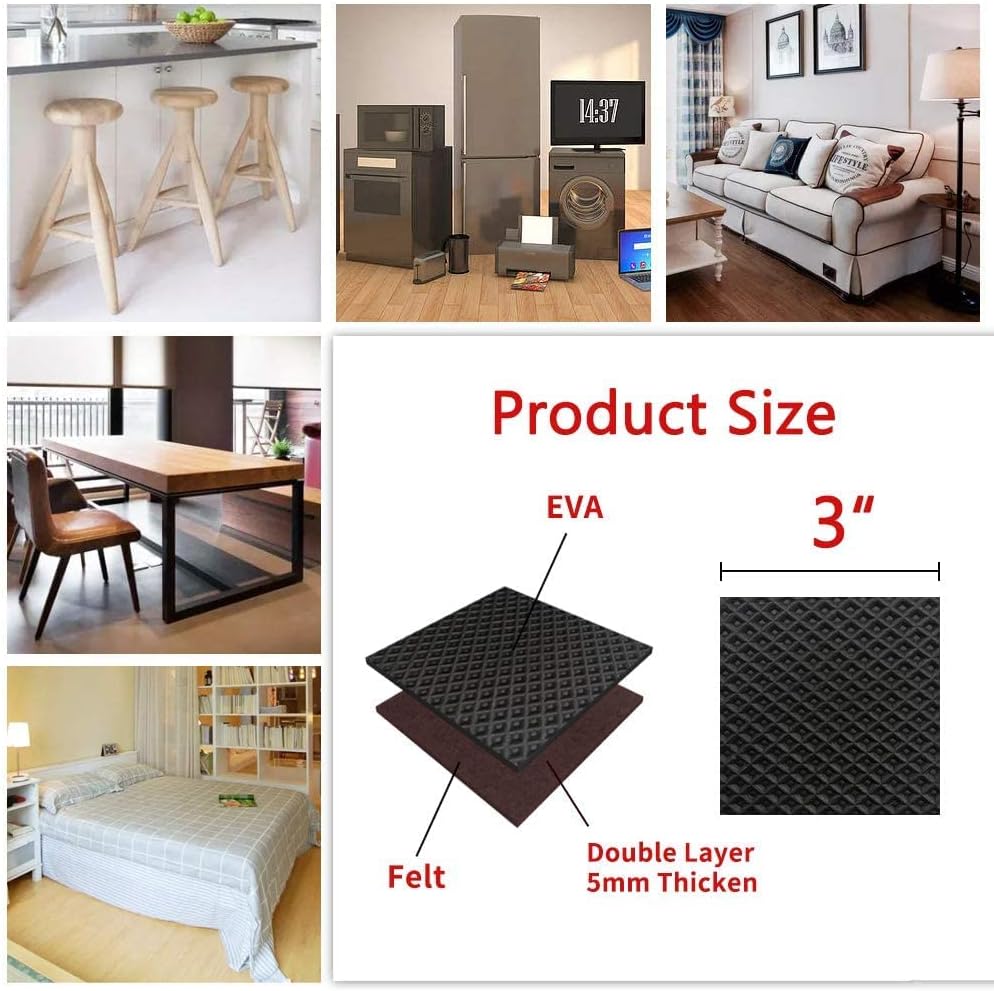 Non Slip Furniture Pads -56 pcs（1+2）” Furniture Grippers, Non Skid Furniture Legs,Self Adhesive Rubber Furniture Feet, Anti Slide Furniture Hardwood Floor Protector for Keep Couch Stoppers