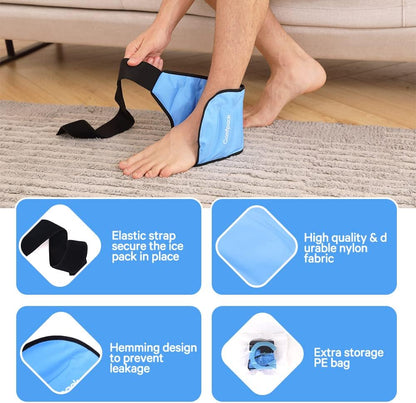 Comfpack Heel Ice Pack Wrap for Plantar Fasciitis Relief, Ankle Ice Pack | FSA Eligible, Ice Pack for Injures Reusable, Gel Cold Pack Warp for Achilles Tendonitis, Swelling, Ankle Sprain, Heel Pain