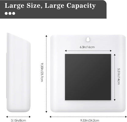 MoKo Magnetic Lint Bin for Laundry Room, White | Wide organizer holds lint, dryer sheets and detergent pods; magnetic back supports up to 4.4 lb, or use the hanging hole.