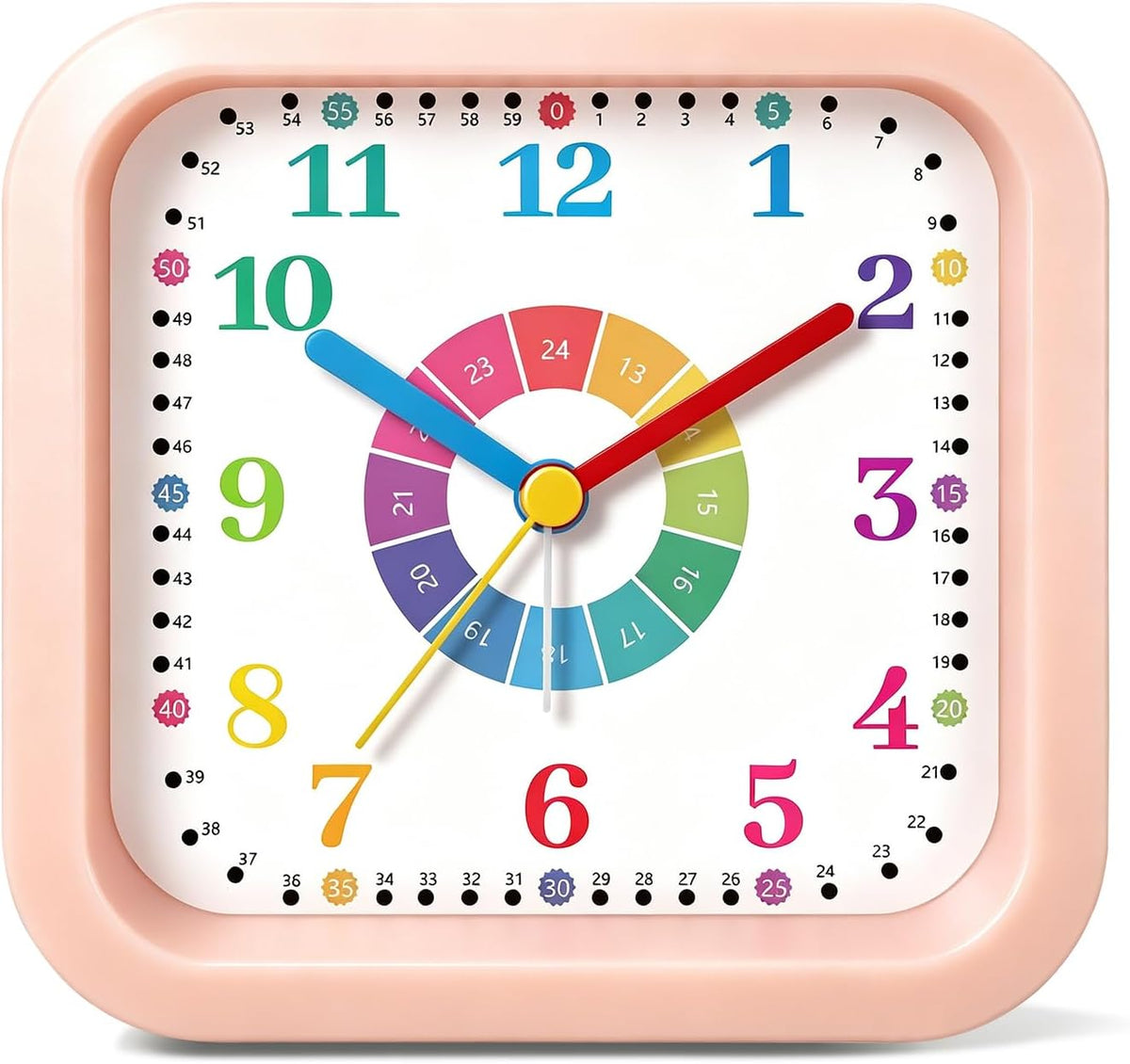 Loud Alarm Clock for Heavy Sleepers, 4.5" Simple Square Analog Alarm Clocks with Silent Movement Battery Operated Easy-to-Read Dial, Plastic Small Desk Clock for Bedroom Teens Seniors, Black