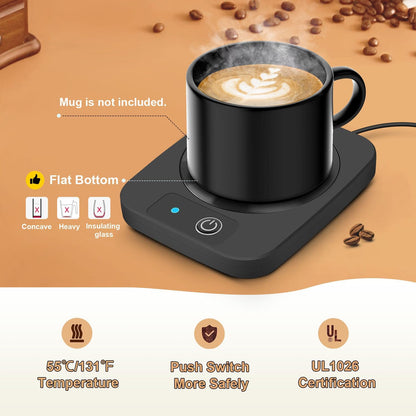 Mug Warmer, Candle Warmer Plate, 2-Temp Settings Coffee Mug Warmer, Portable Coffee Cup Warmer, Coffee Warmer for Desk Suits for Various Mugs, Automatic Shut Off, Gift for Mom