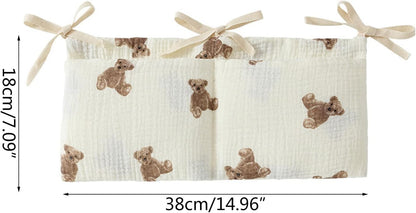 Bedside hanging bag for storing baby milk bottles and blankets - Baby diaper folding bed organizer bag - Brown