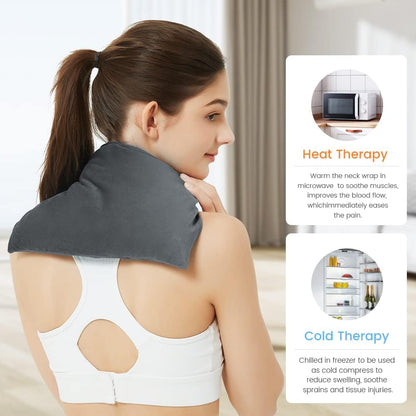 MORLIDEN Microwavable Heated Neck Wrap Warmer and Shoulder Weighted Heating Pad Microwave for Hot and Cold Compress - Purple