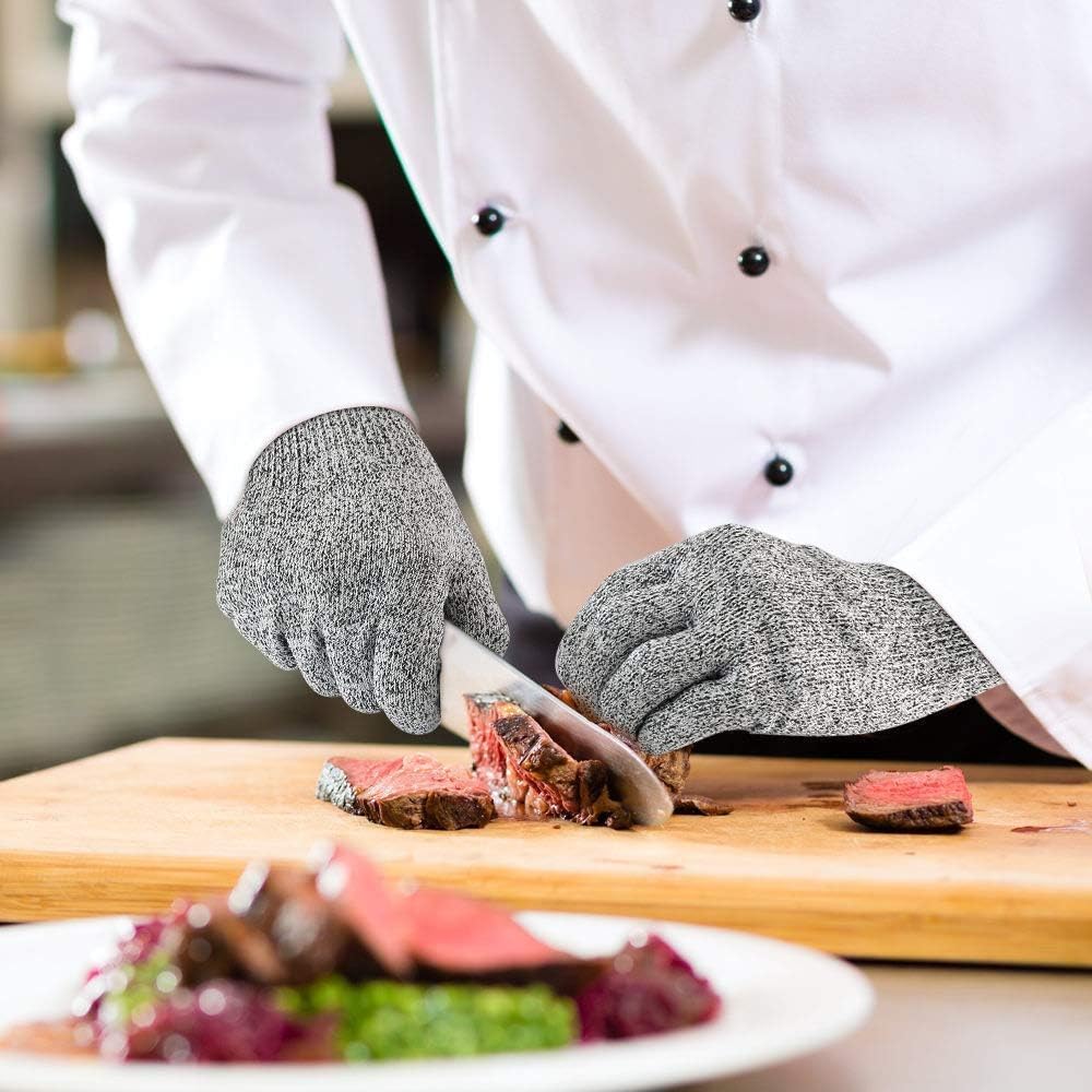 4 PCS (M+L) Cut Resistant Gloves Level 5 Protection for Kitchen, Upgrade Safety Anti Cutting Gloves for Meat Cutting, Wood Carving, Mandolin Slicing and More(Large+Medium)