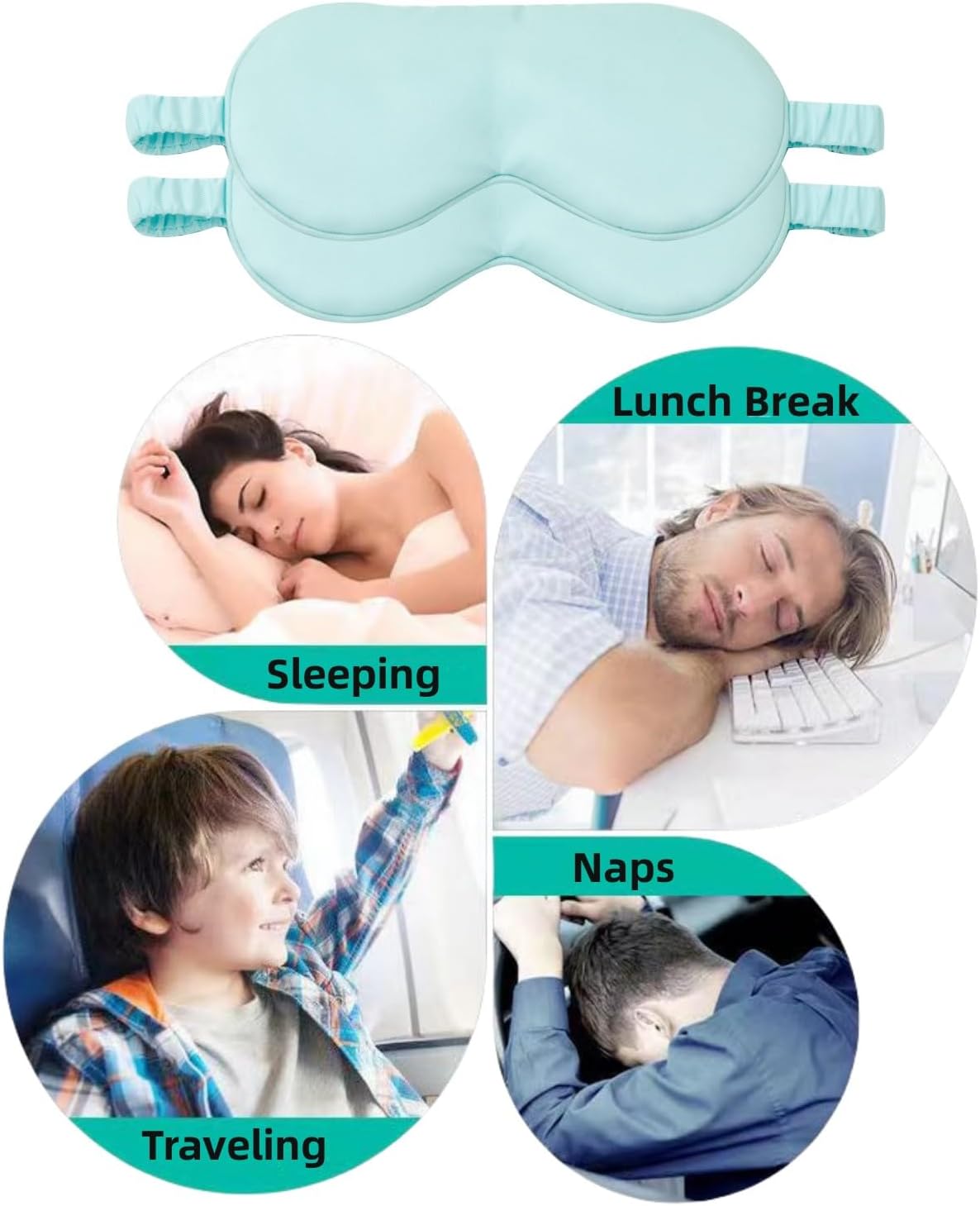 HBHLFZ Sleep Mask 2 Pack - Bamboo Viscose Fiber Sleeping Eye Mask - with Elastic Band/Headband - Comfort Sleeping Shade - for Nighttime Sleeping, Traveling & Napping（Pink，Green）