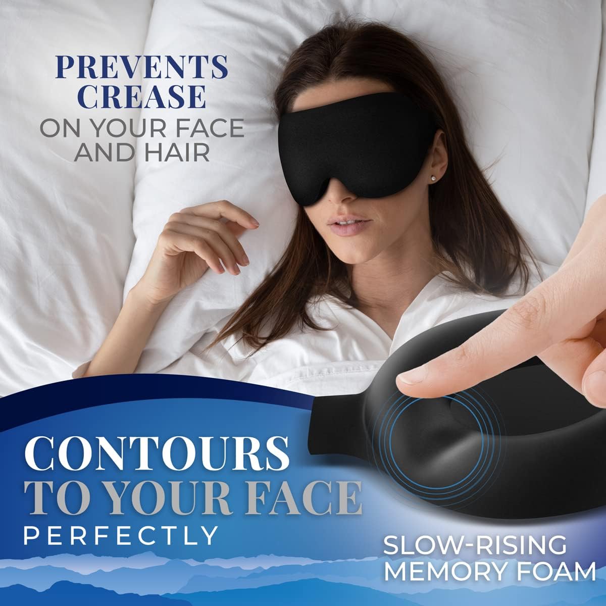 Sleep Mask [2 Pack] - Eye Mask for Sleeping - Ultra Lightweight for Side Sleepers, Contoured, 100% Blackout Sleeping Masks for Women and Men, Blindfold and Eye Covers - S1 Black