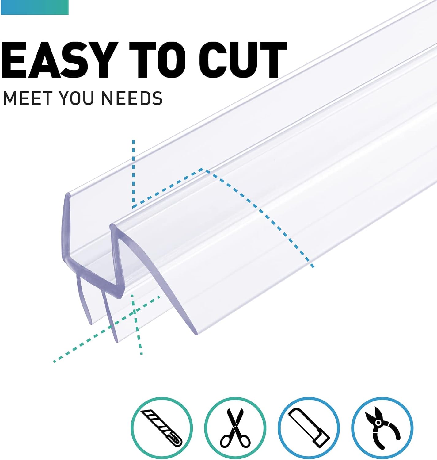 Shower Door Bottom Seal,2 PCS 3/8" x 36" | Shower Door Sweep for 3/8 Inch Glass, Frameless Glass Shower Door Seal Strip, Stop Shower Leaks and Create a Water Barrier