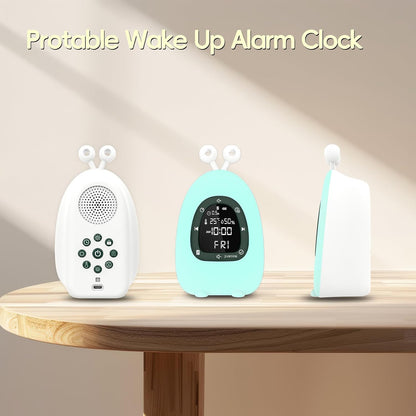 Sunrise Alarm Clock Wake Up Light, White Noise Sound Machine with 20 Soothing Sounds, 10 Night Lights, Wireless Speaker/Temp & Humidity/Rechargeable, Dimmable Clock Gift for Baby Kids Adults