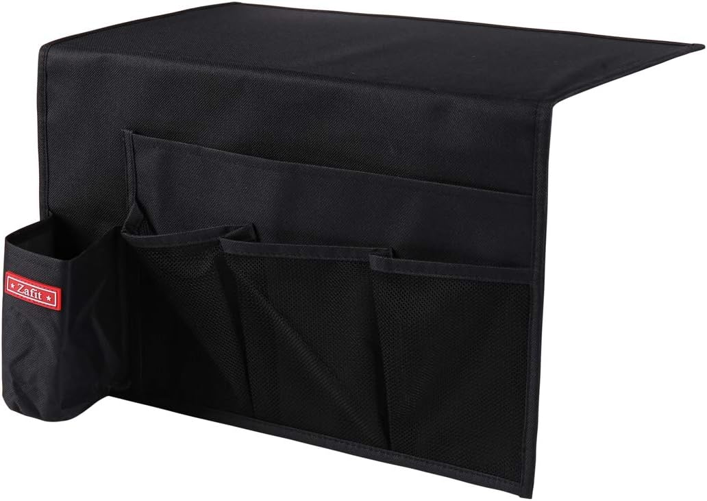 Zafit 5 Pockets Bedside Caddy, Bedside Storage Organizer for Water Bottles, Magazines, Phone, Glasses (5 Pockets-Grey)