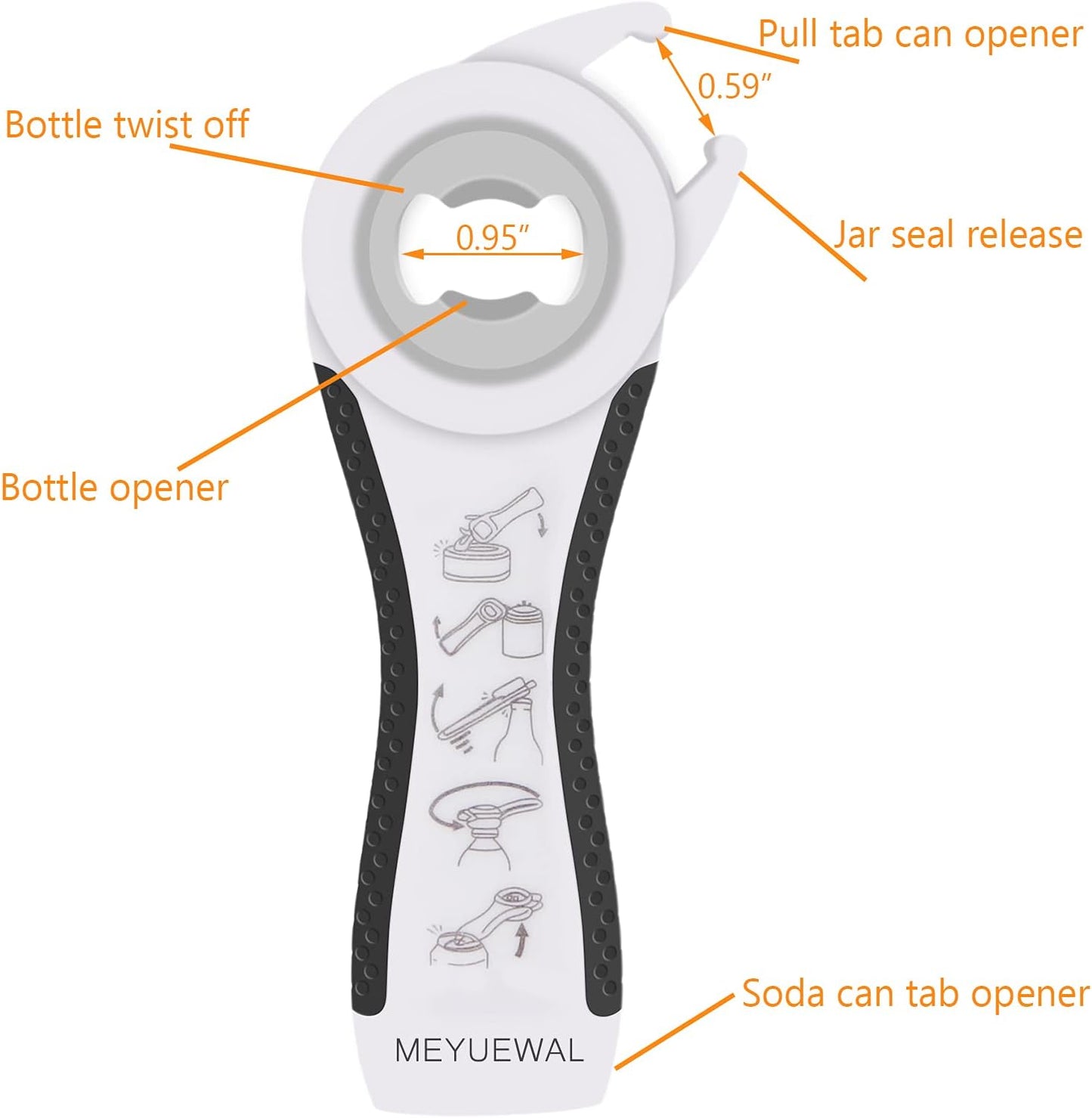Jar Opener Bottle Opener for Weak Hands, 5 in 1 Multi Function Can Opener Bottle Opener Kit with Silicone Handle Easy to Use for Children, Elderly and Arthritis Sufferers (New red)