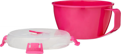 Sistema Microwaveable 940mL Noodle Bowl, Round Microwave Container with Lid & Steam-Release Vent, Cooks Pasta, Soup, Stew & More, Dishwasher & Freezer-Safe, BPA-Free