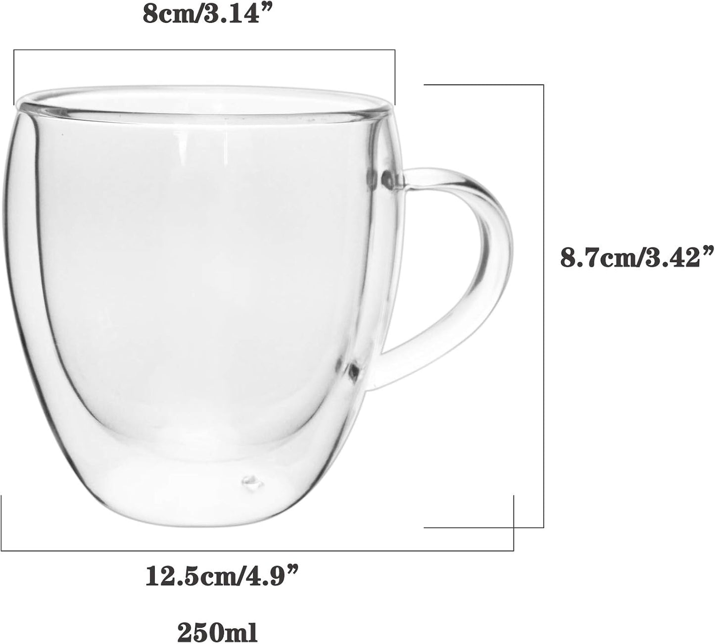 Glass Filtering Tea Maker Teapot with a Warmer and 6 Double-walled Tea Cups Set (Heating base, Standard)