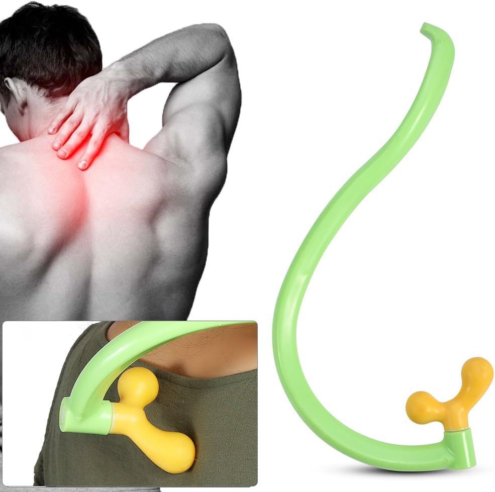 Manual Back Massager with Adjustable Dual Heads – Ergonomic Handheld Cane for Neck, Shoulders & Upper Back Pain Relief, Pressure Point & Knot Massage Tool