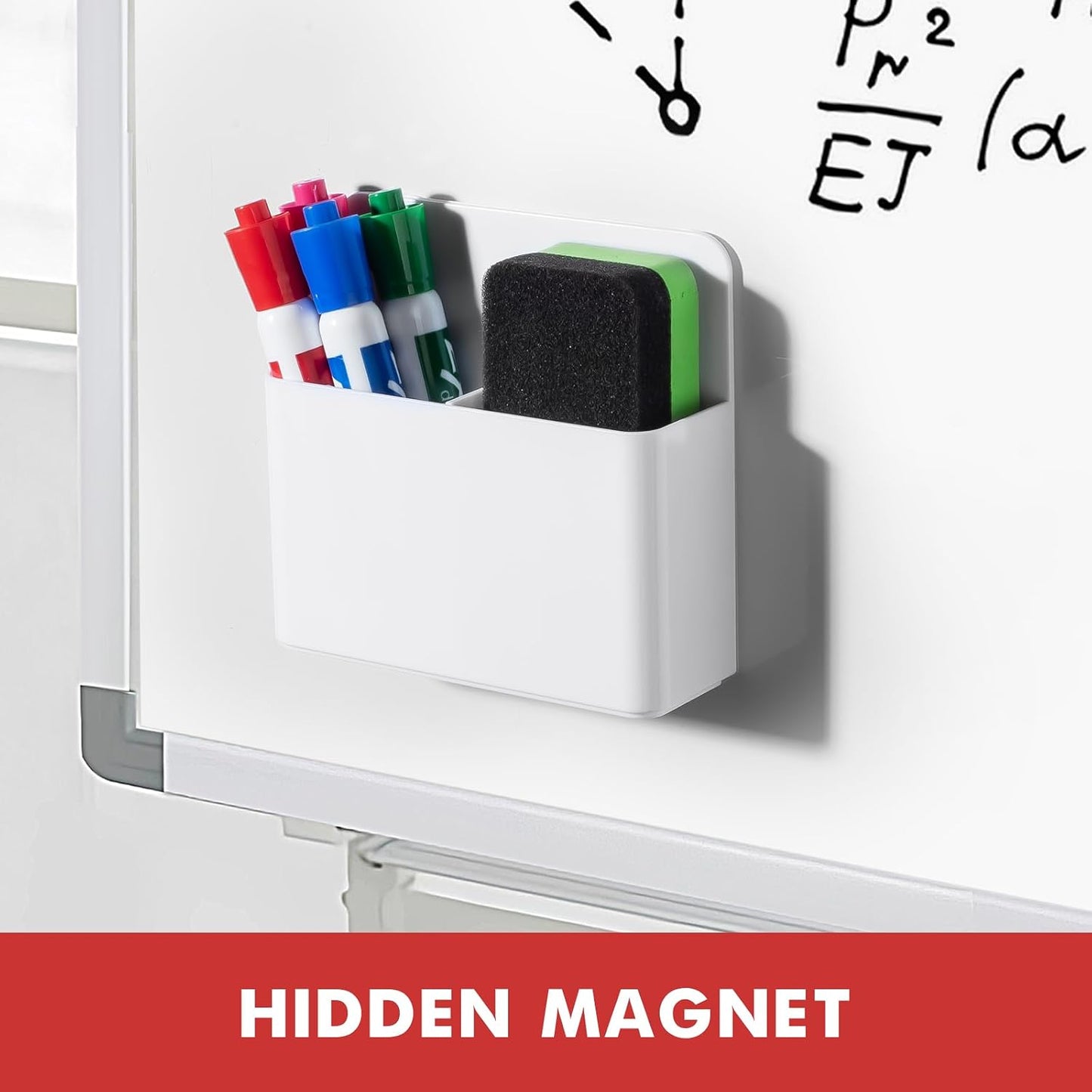 BEYGORM Plastic Magnetic Pen Holder, Powerful Magnet, 2 Pack | Classroom Must Haves, Dry Erase Marker Holder for Whiteboard, School Locker Organizer, Pencil Cup for Refrigerator(Black)