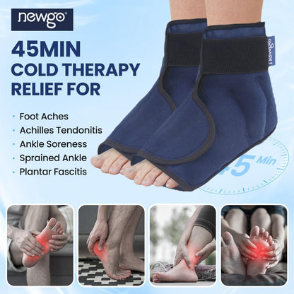 NEWGO Ice Pack for Foot Injuries Recovery, Blue | Reusable Gel Ice Wraps for Heel, Ankle, Soothes Plantar fasciitis, Bunion Surgery Pain, Ideal for Injury Recovery